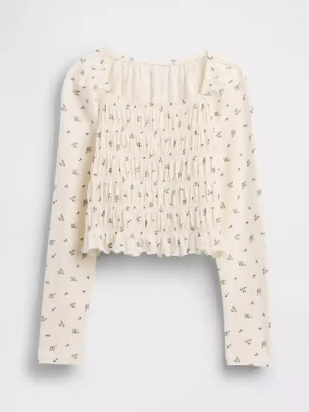 Kids Smocked Square-Neck Top