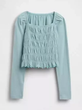 Kids Smocked Square-Neck Top