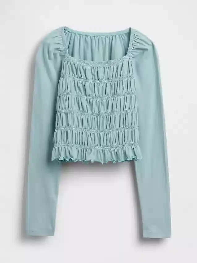 Kids Smocked Square-Neck Top