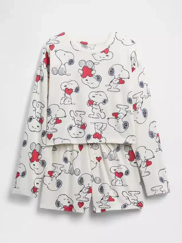 Kids Snoopy Recycled Pj Short Set