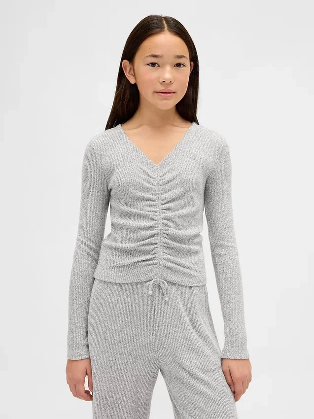 Kids Softspun Rib Ruched Top