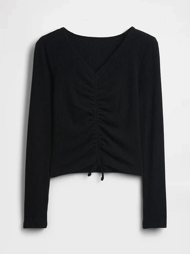Kids Softspun Rib Ruched Top