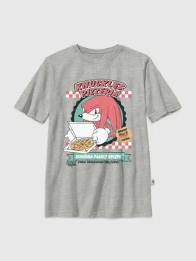 Kids Sonic the Hedgehog Knuckles Pizza Graphic T-Shirt