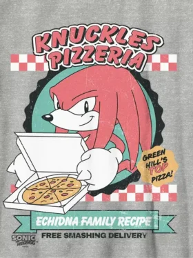 Kids Sonic the Hedgehog Knuckles Pizza Graphic T-Shirt