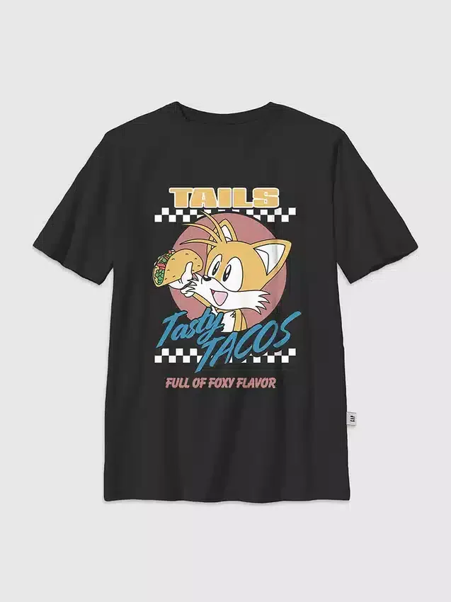 Kids Sonic the Hedgehog Tails Tacos Graphic T-Shirt