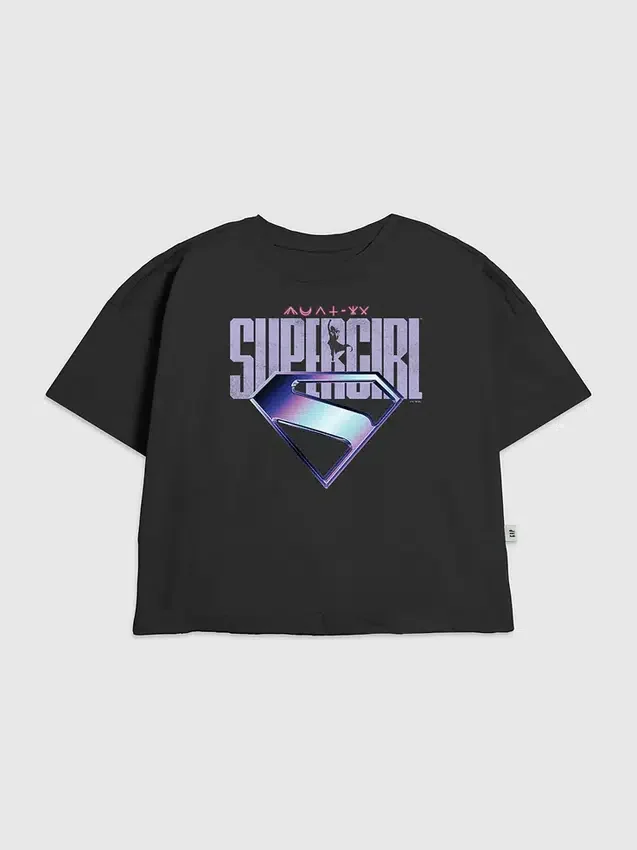 Kids Supergirl Purple Logo Graphic T-Shirt