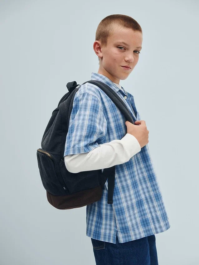 Kids Textured Plaid Relaxed Vacay Shirt