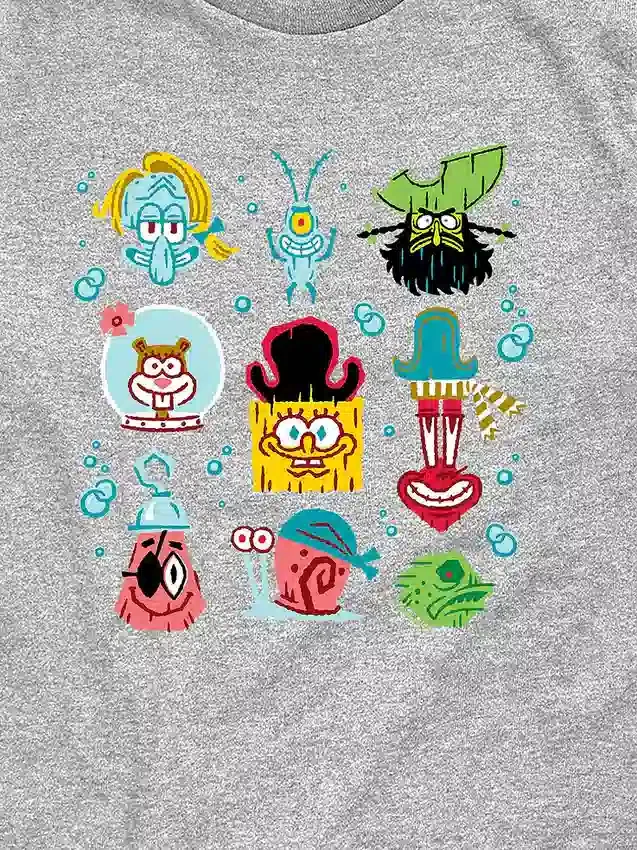 Kids the Spongebob Movie Search for Squarepants Grid Short Sleeve Tee