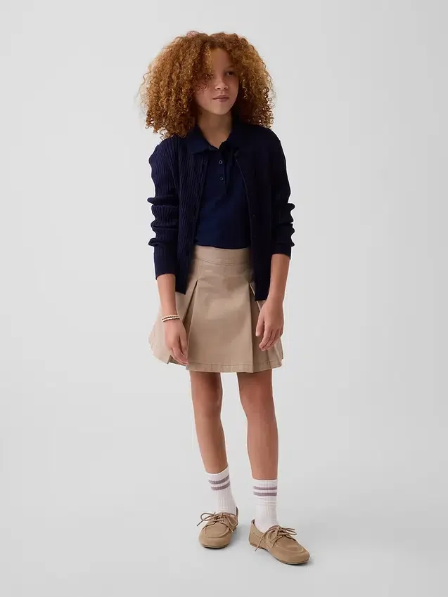 Kids Uniform Pleated Khaki Skort