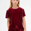 Kids Velour Peplum Top