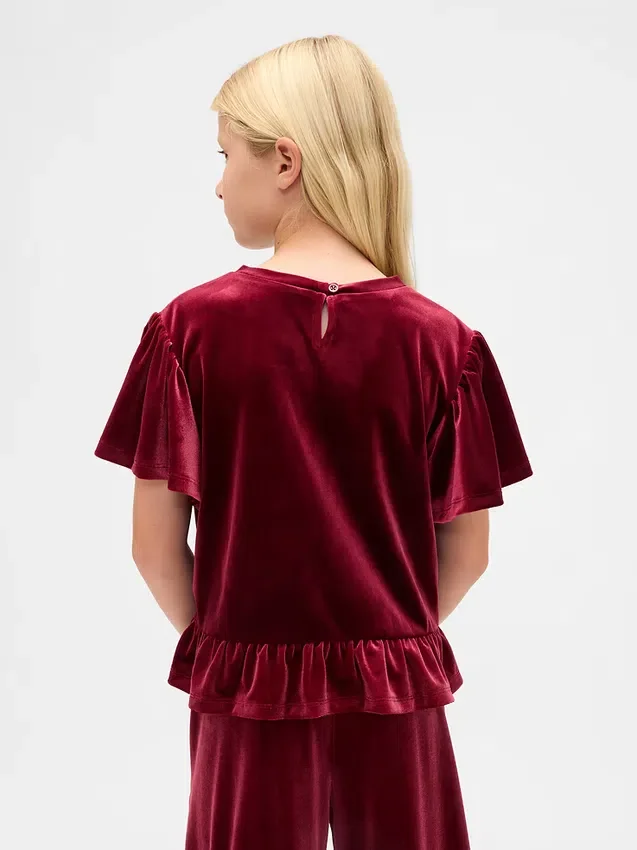 Kids Velour Peplum Top