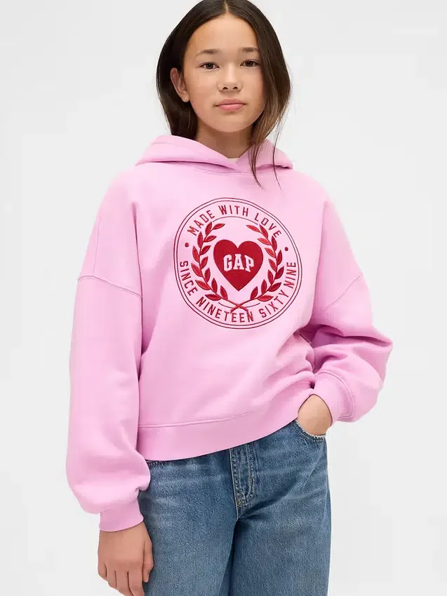 Kids Vintagesoft Oversized Heart Logo Hoodie
