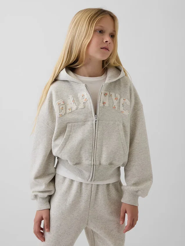 Kids Vintagesoft Oversized Logo Zip Hoodie