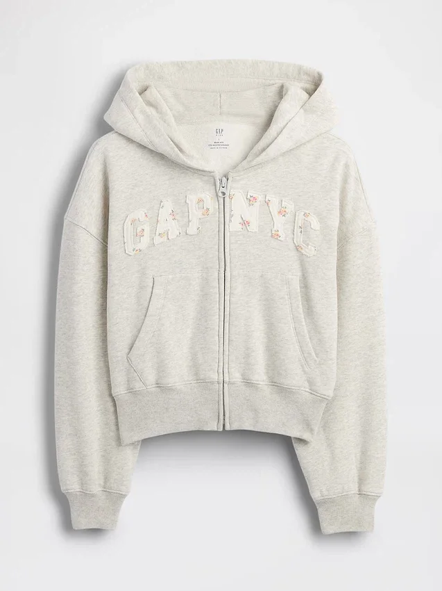 Kids Vintagesoft Oversized Logo Zip Hoodie