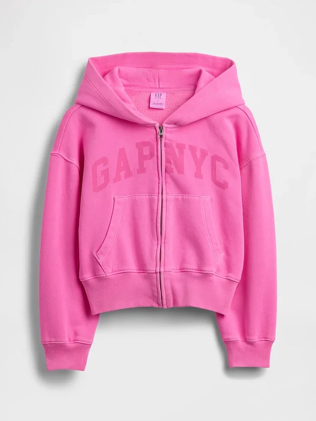 Kids Vintagesoft Oversized Logo Zip Hoodie