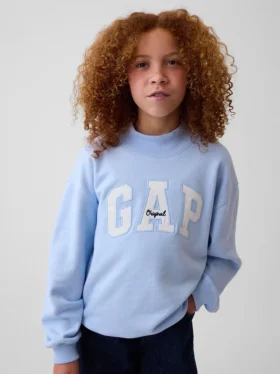 Kids Vintagesoft Oversized Mockneck Logo Sweatshirt