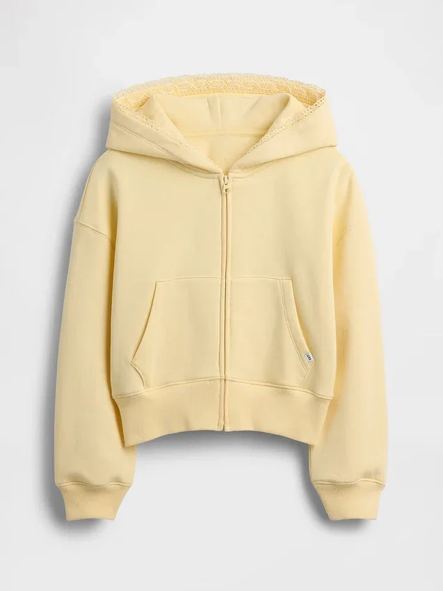 Kids Vintagesoft Relaxed Lace-Trim Zip Hoodie