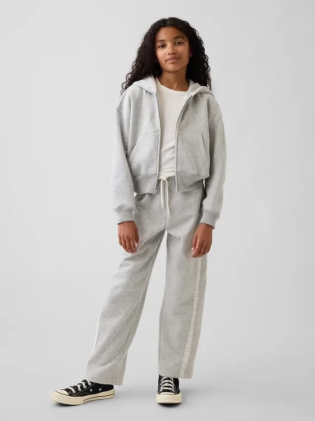 Kids Vintagesoft Relaxed Lace-Trim Zip Hoodie
