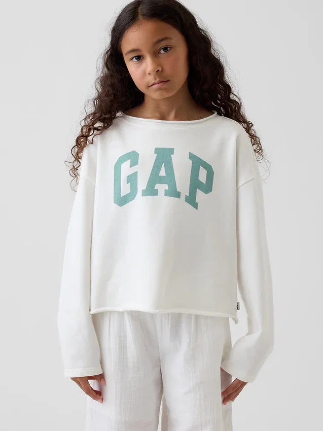 Kids Vintagesoft Terry Wide-Neck Logo Sweatshirt