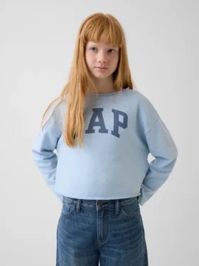 Kids Vintagesoft Terry Wide-Neck Logo Sweatshirt