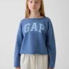 Kids Vintagesoft Terry Wide-Neck Logo Sweatshirt