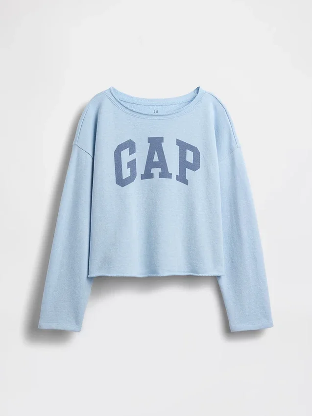 Kids Vintagesoft Terry Wide-Neck Logo Sweatshirt