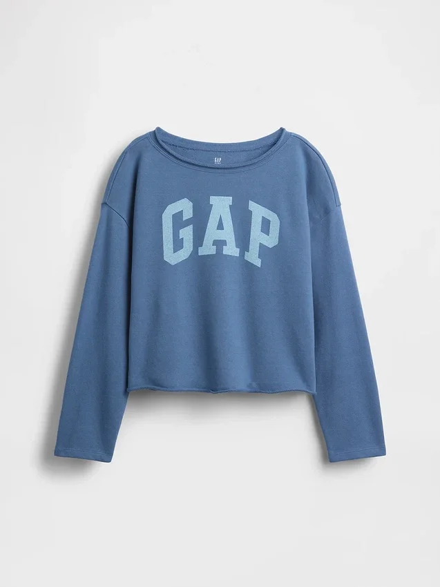 Kids Vintagesoft Terry Wide-Neck Logo Sweatshirt