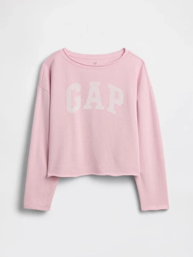Kids Vintagesoft Terry Wide-Neck Logo Sweatshirt