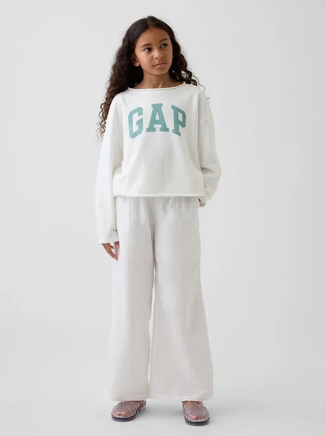 Kids Vintagesoft Terry Wide-Neck Logo Sweatshirt