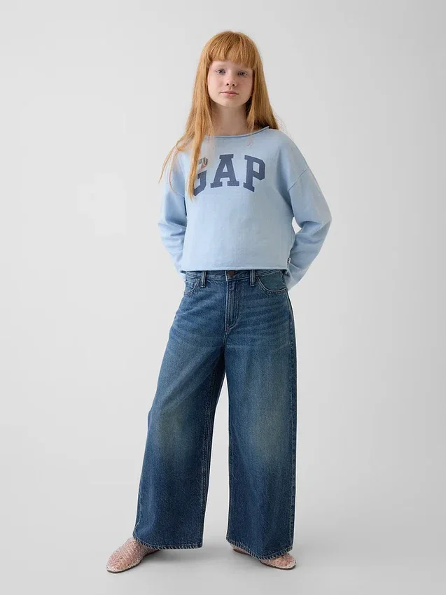 Kids Vintagesoft Terry Wide-Neck Logo Sweatshirt