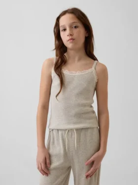 Kids Waffle Lace-Trim Cami