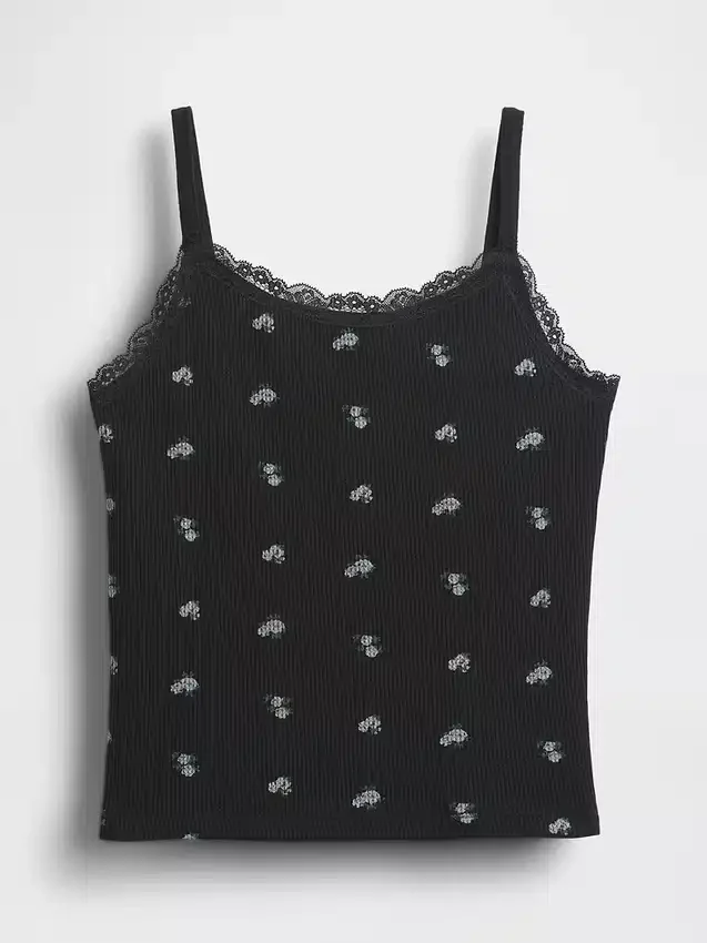 Kids Waffle Lace-Trim Cami