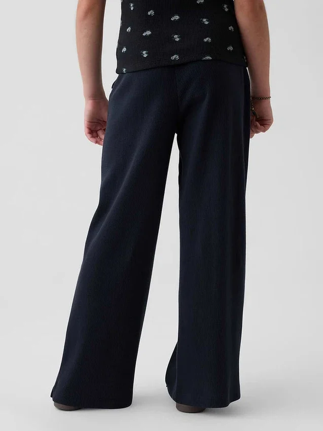Kids Waffle Relaxed Easy Wide-Leg Pants