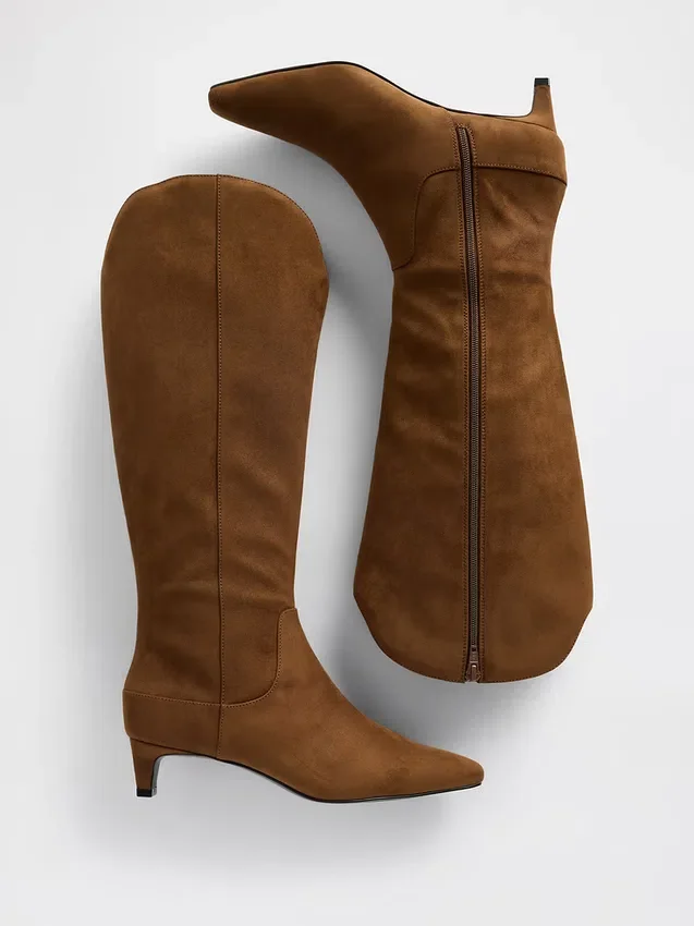 Kitten Heel Pointy Knee High Boots
