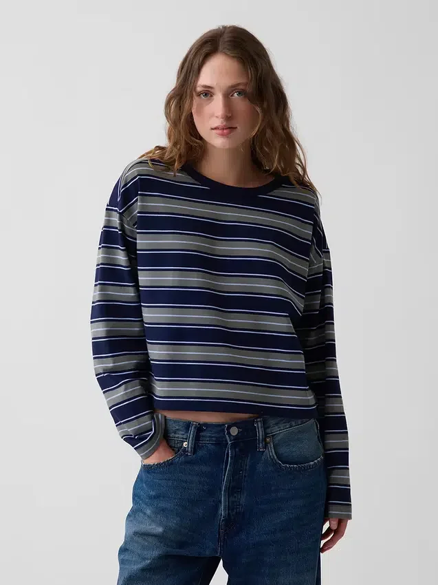 Knit Oversized Crop T-Shirt