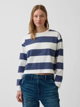 Knit Oversized Crop T-Shirt