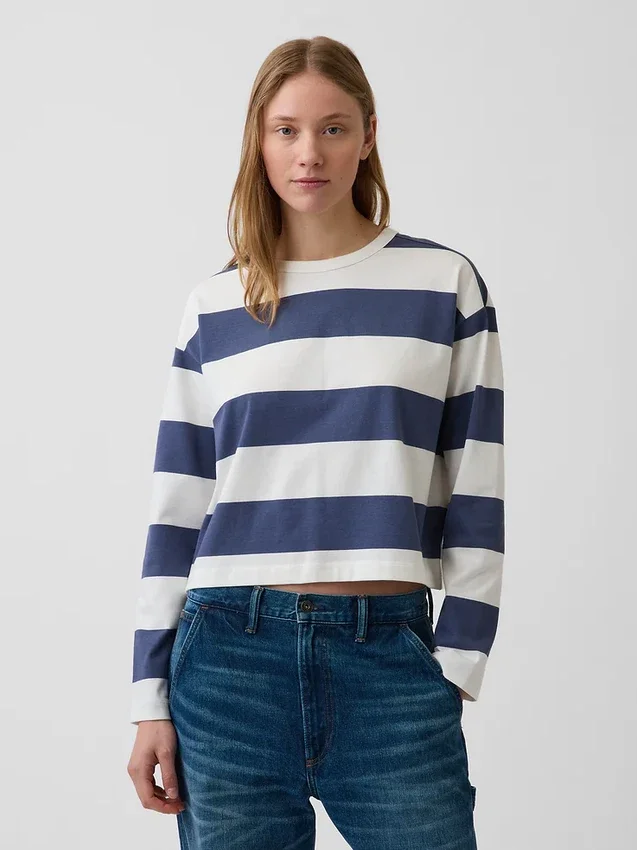 Knit Oversized Crop T-Shirt