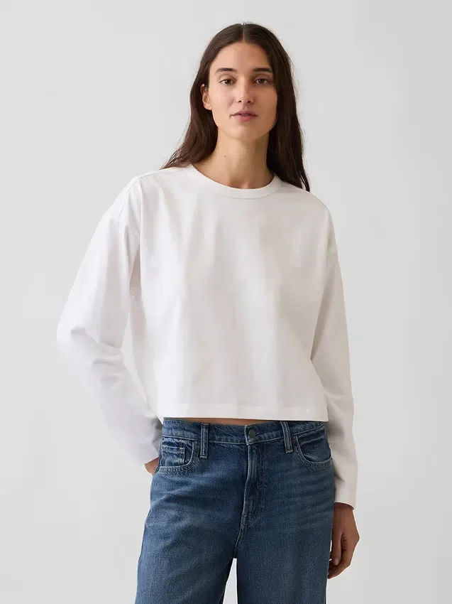 Knit Oversized Crop T-Shirt