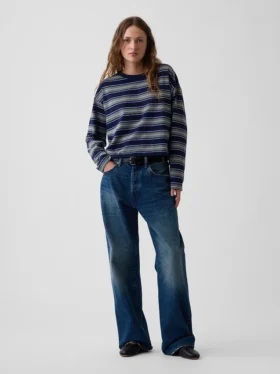 Knit Oversized Crop T-Shirt