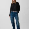 Knit Oversized Crop T-Shirt