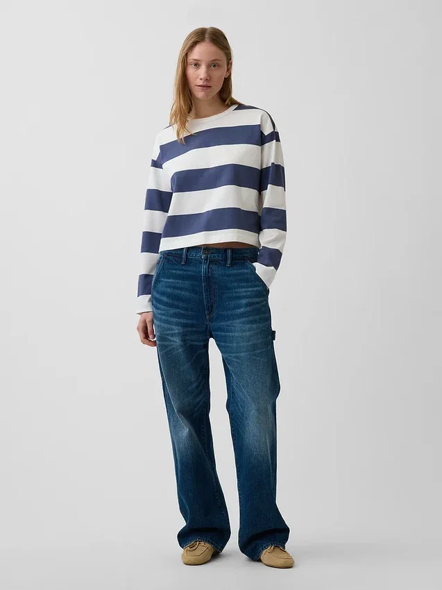 Knit Oversized Crop T-Shirt
