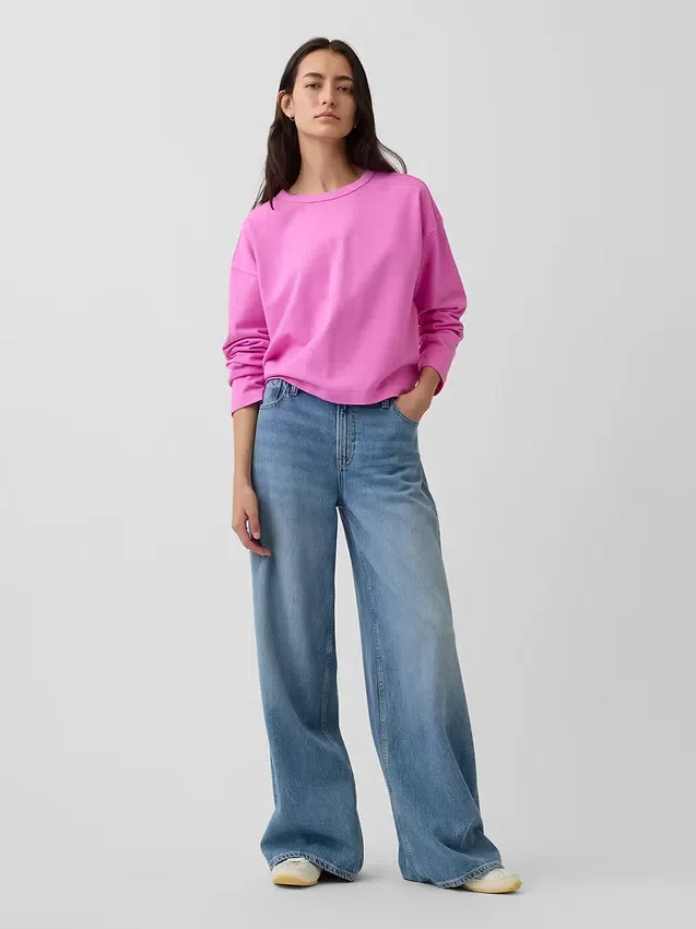 Knit Oversized Crop T-Shirt
