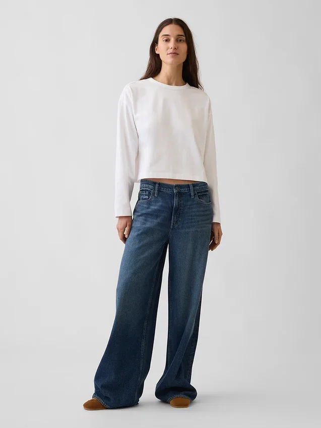 Knit Oversized Crop T-Shirt