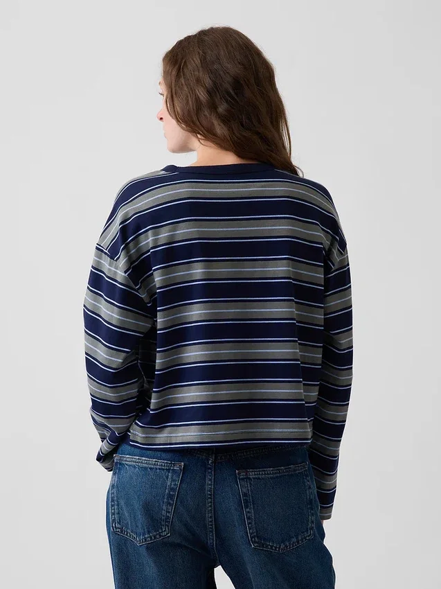 Knit Oversized Crop T-Shirt