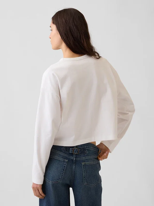Knit Oversized Crop T-Shirt