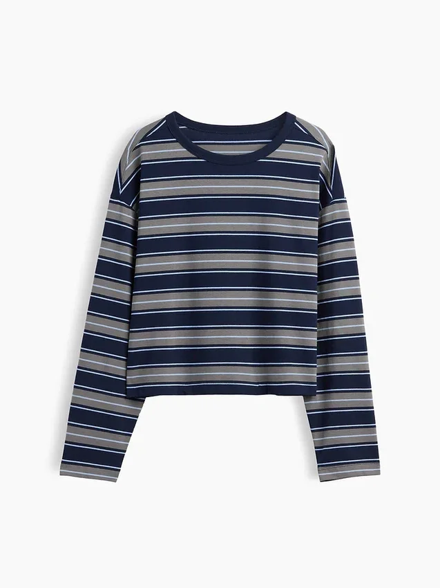Knit Oversized Crop T-Shirt