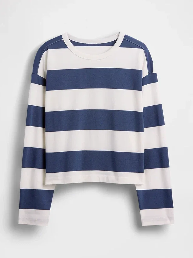 Knit Oversized Crop T-Shirt