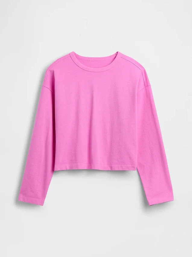 Knit Oversized Crop T-Shirt
