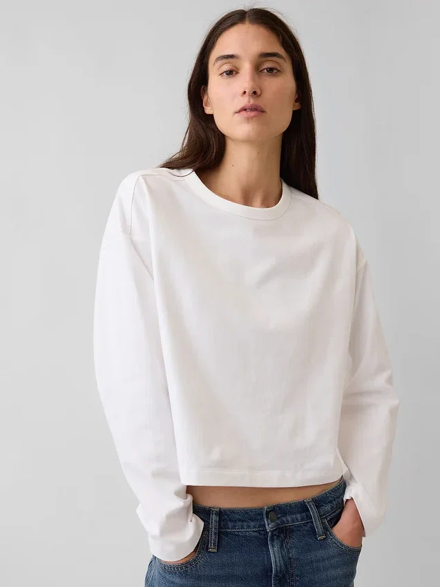 Knit Oversized Crop T-Shirt