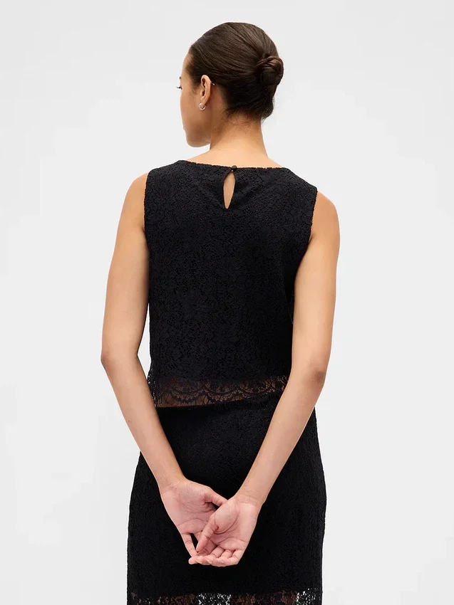Lace Boatneck Crop Shell Top